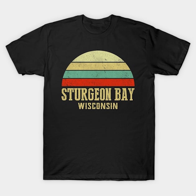 Sturgeon Bay Wisconsin Vintage Retro Sunset T-Shirt by Curry G